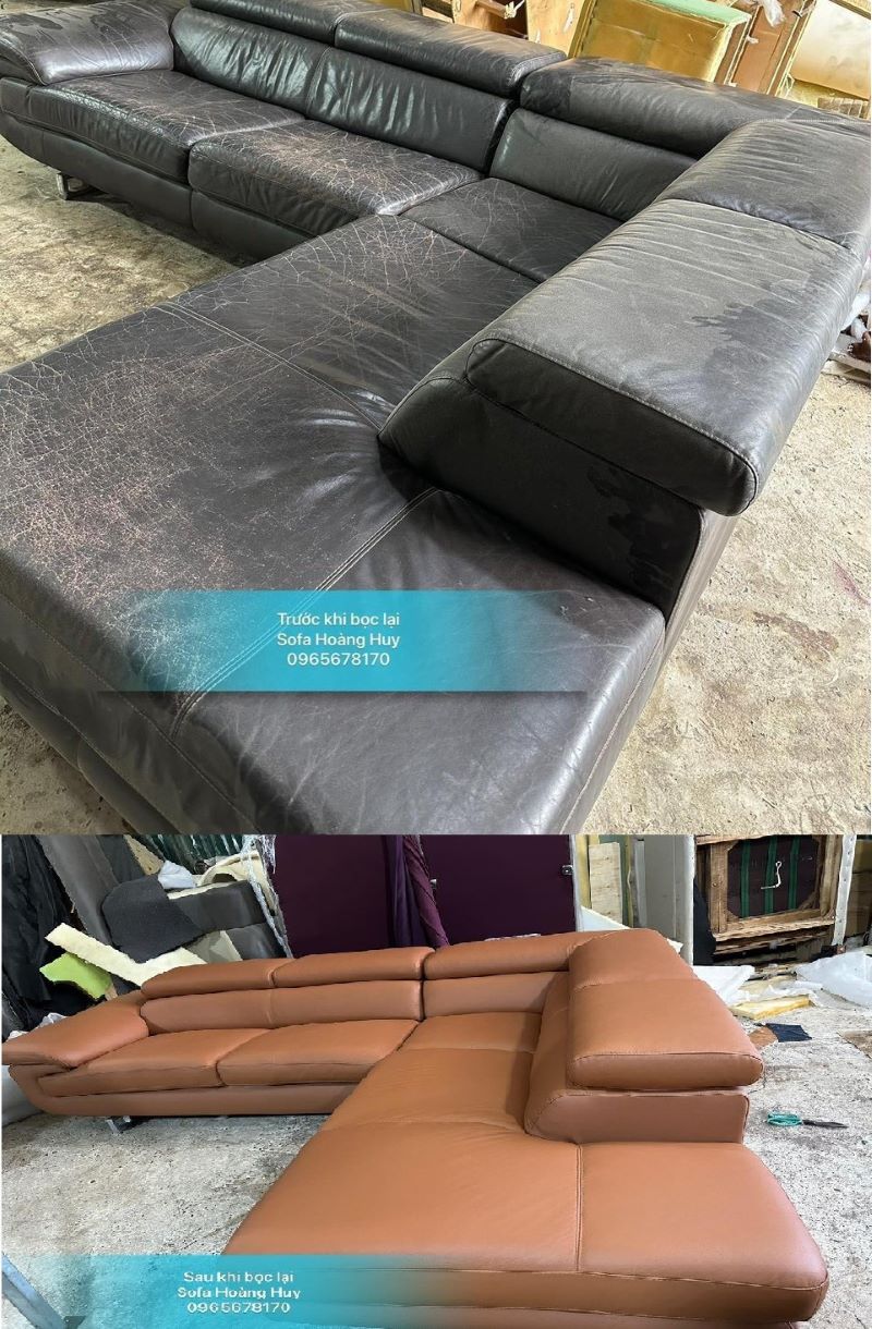 Hình ảnh Sofa trước và sau khi phục chế nhà anh Minh (Bắc Từ Liêm - Hà Nội)