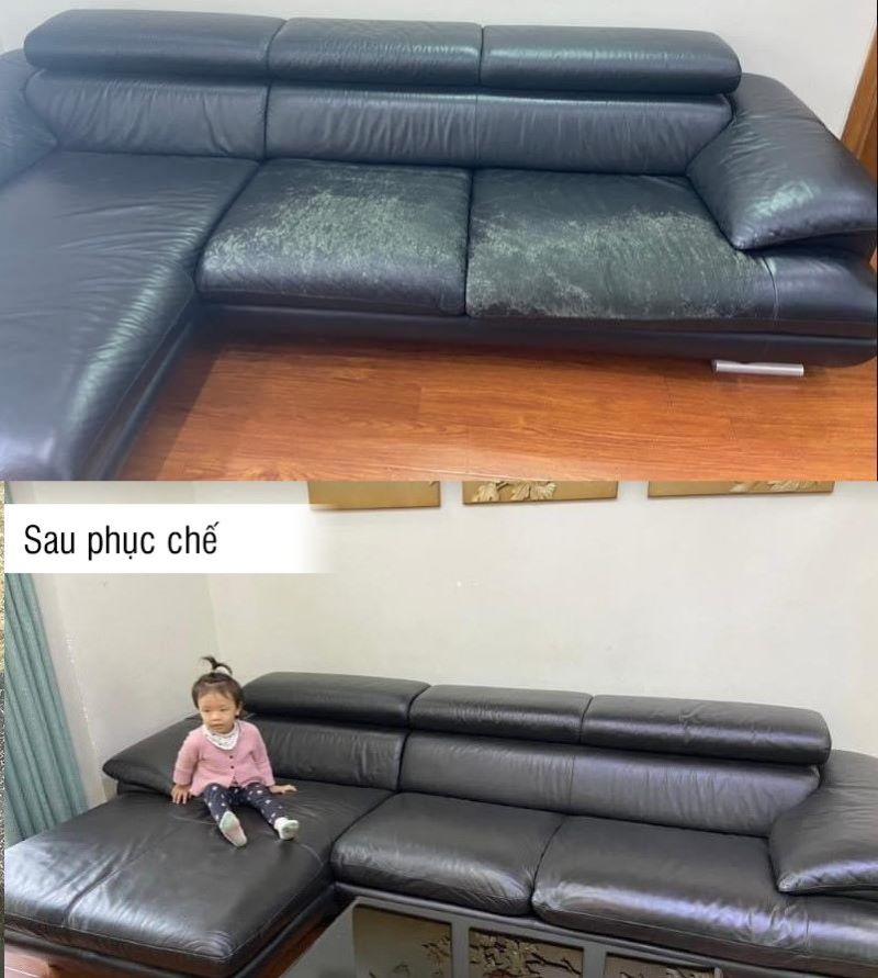 Bộ Sofa nhà anh Quân, chị Hồng tại Phú Thượng – Tây Hồ – Hà Nội trước và sau khi phục chế